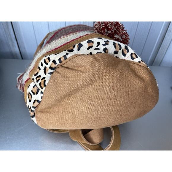 Chloe And Lex Striped Wool & Suede Bucket Backpack Bag Calf Hair - Picture 4 of 7